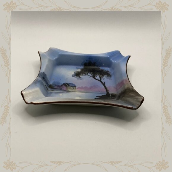 Vintage Hand Painted Noritake Lake Scene Ashtray - Picture 2 of 3